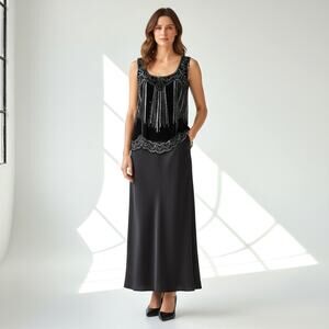 VISION FOR INNOVATION NWT Beaded and Sequined Tulle Blouse XL Glam Coquette